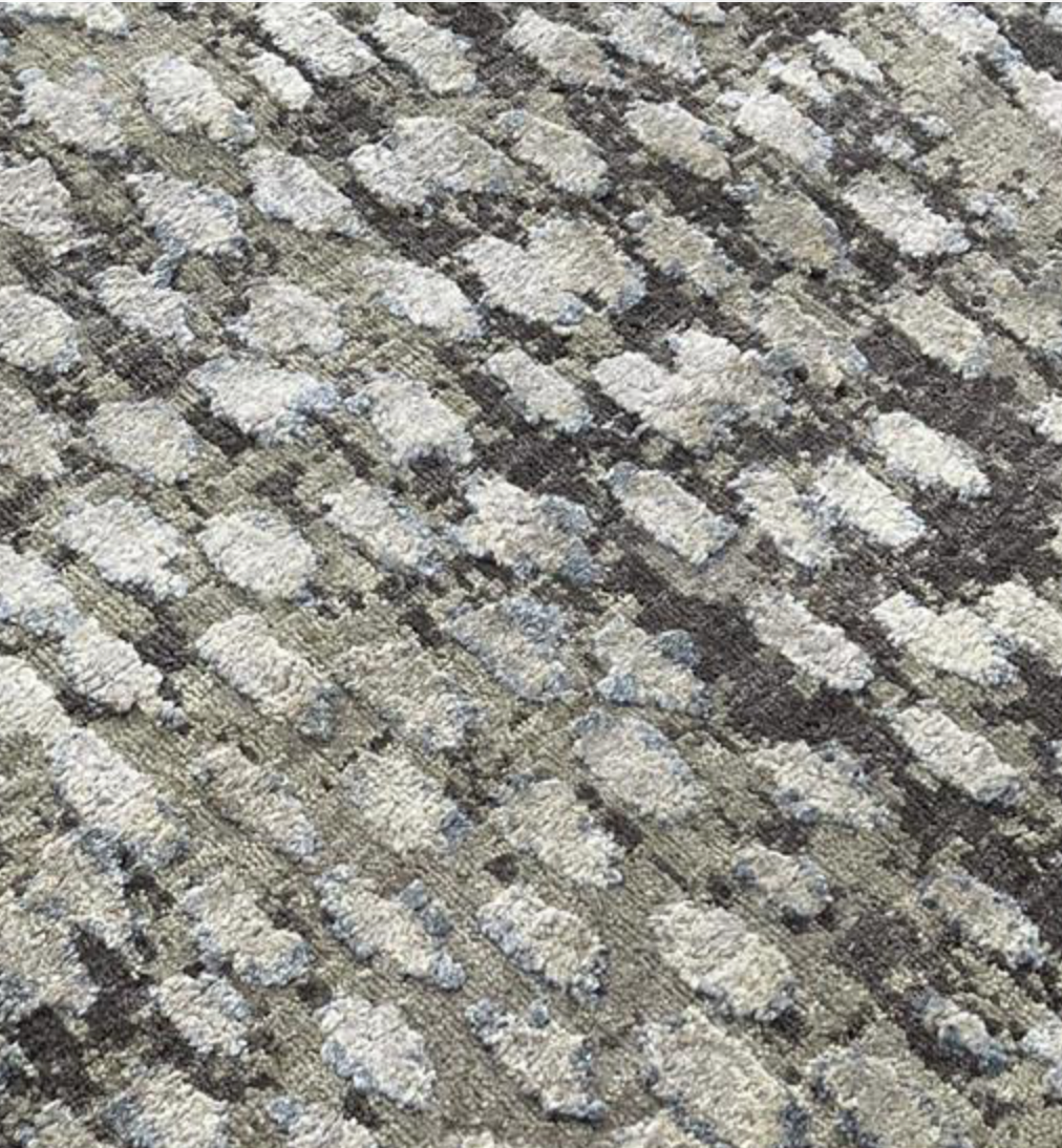 Emerald Collection Wool & Silk - 11' 11" x 15' 01" Large Area Rug - Grey - Hand Knotted Wool & Silk Contemporary Modern Rug