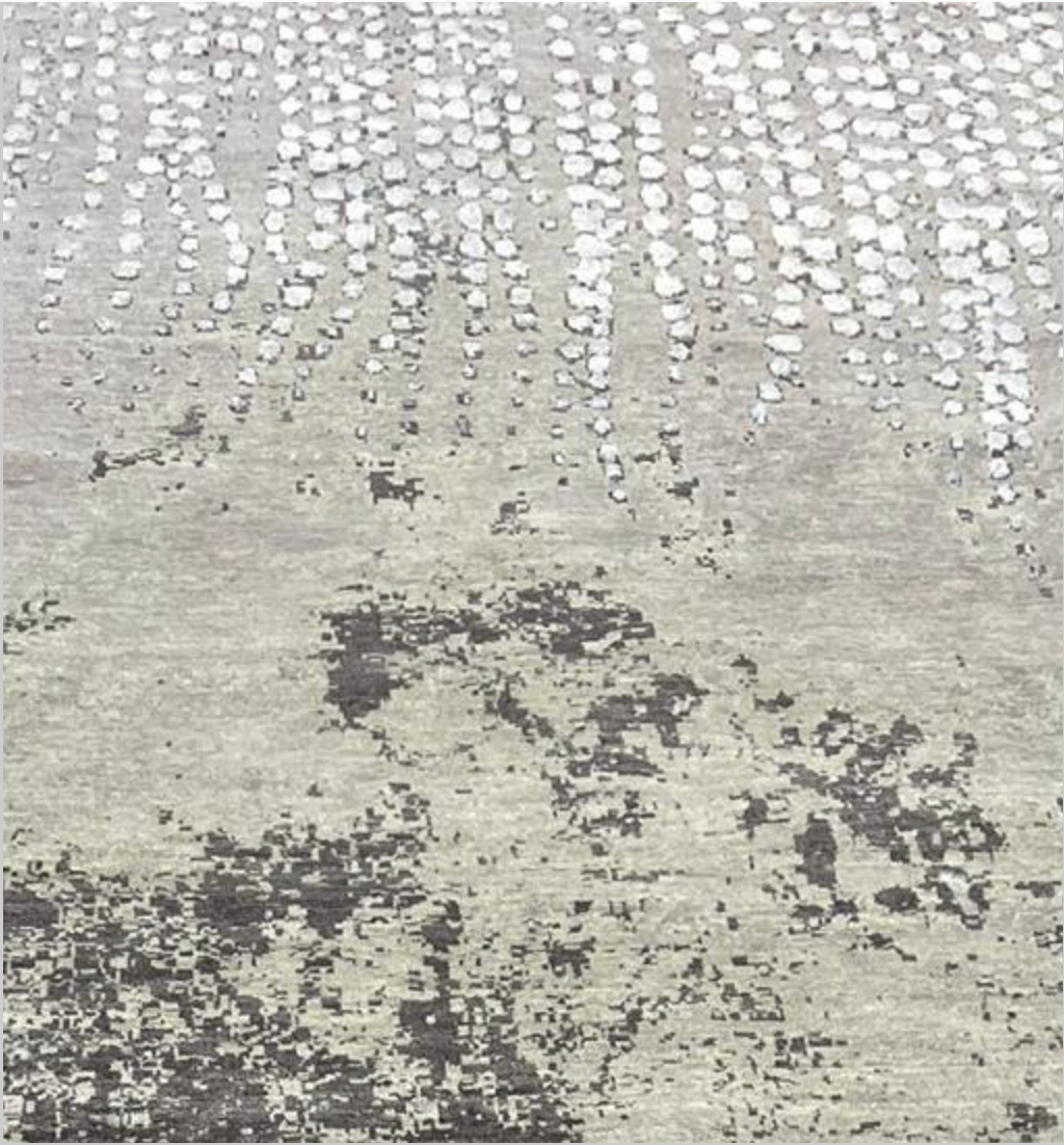Emerald Collection Wool & Silk - 11' 11" x 15' 01" Large Area Rug - Grey - Hand Knotted Wool & Silk Contemporary Modern Rug