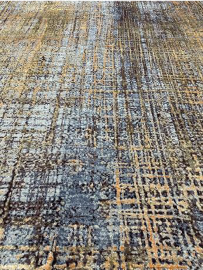 Emerald Collection Wool & Silk - 8' 00" x 10' 01" Area Rug - Grey & Rust - Hand Knotted Wool & Silk Contemporary Modern Rug