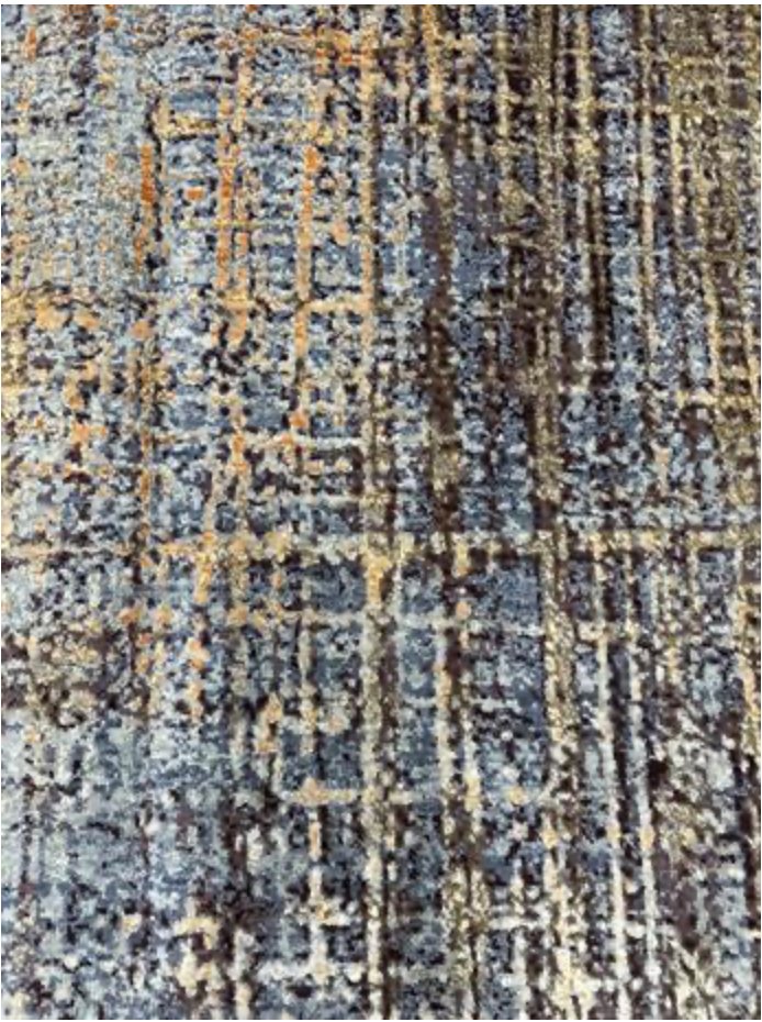 Emerald Collection Wool & Silk - 8' 00" x 10' 01" Area Rug - Grey & Rust - Hand Knotted Wool & Silk Contemporary Modern Rug