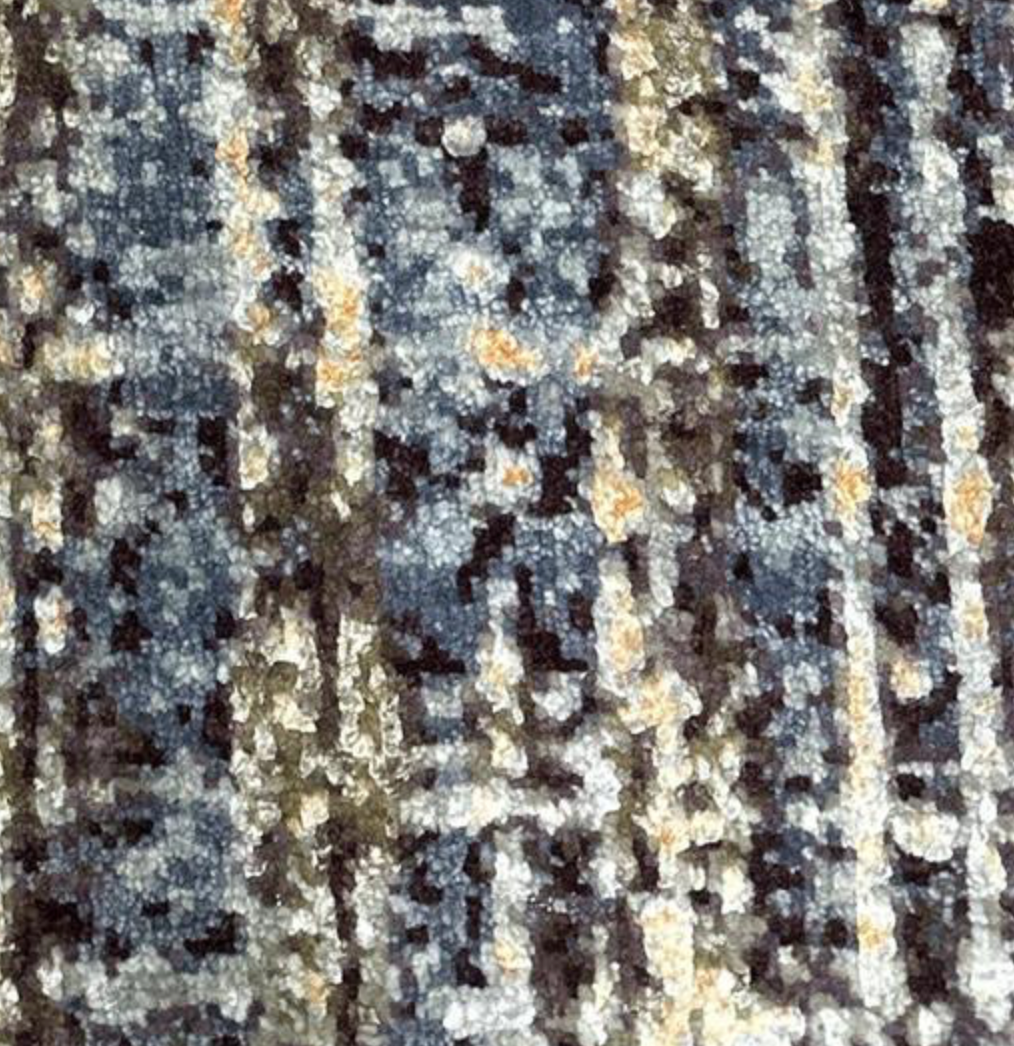 Emerald Collection Wool & Silk - 8' 00" x 10' 01" Area Rug - Grey & Rust - Hand Knotted Wool & Silk Contemporary Modern Rug