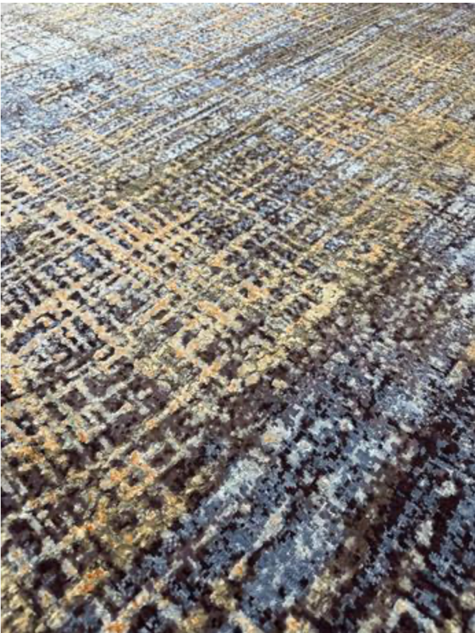 Emerald Collection Wool & Silk - 8' 00" x 10' 01" Area Rug - Grey & Rust - Hand Knotted Wool & Silk Contemporary Modern Rug