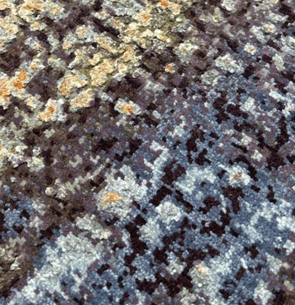 Emerald Collection Wool & Silk - 8' 00" x 10' 01" Area Rug - Grey & Rust - Hand Knotted Wool & Silk Contemporary Modern Rug