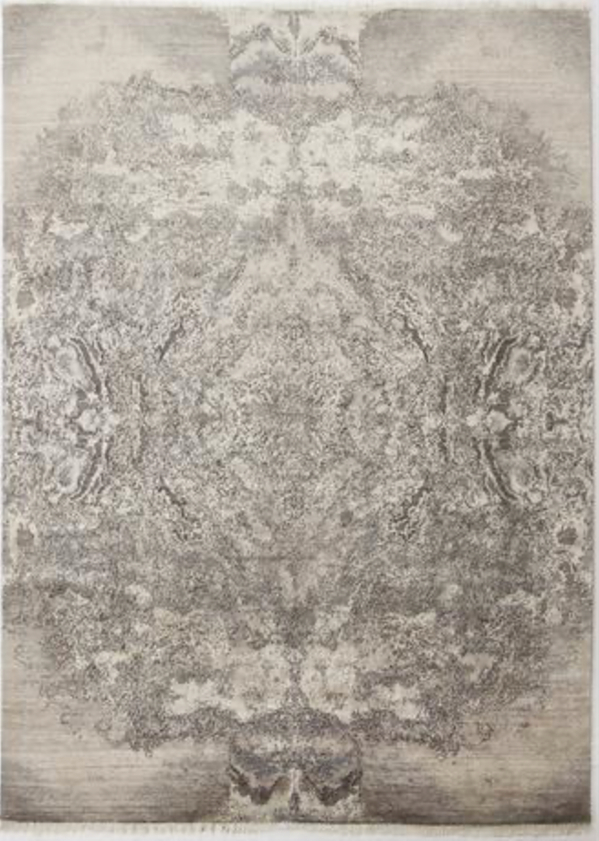 Emerald Collection Wool & Silk - 8' x 10' Area Rug - Browns & White - Hand Knotted Wool & Silk Contemporary Modern Rug