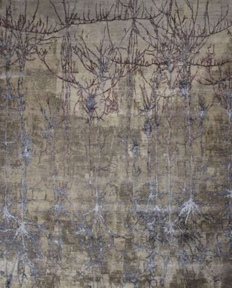 Emerald Collection Wool & Silk - 7' 10" x 10' 02" Area Rug - Brown & Grey - Hand Knotted Wool & Silk Contemporary Modern Rug