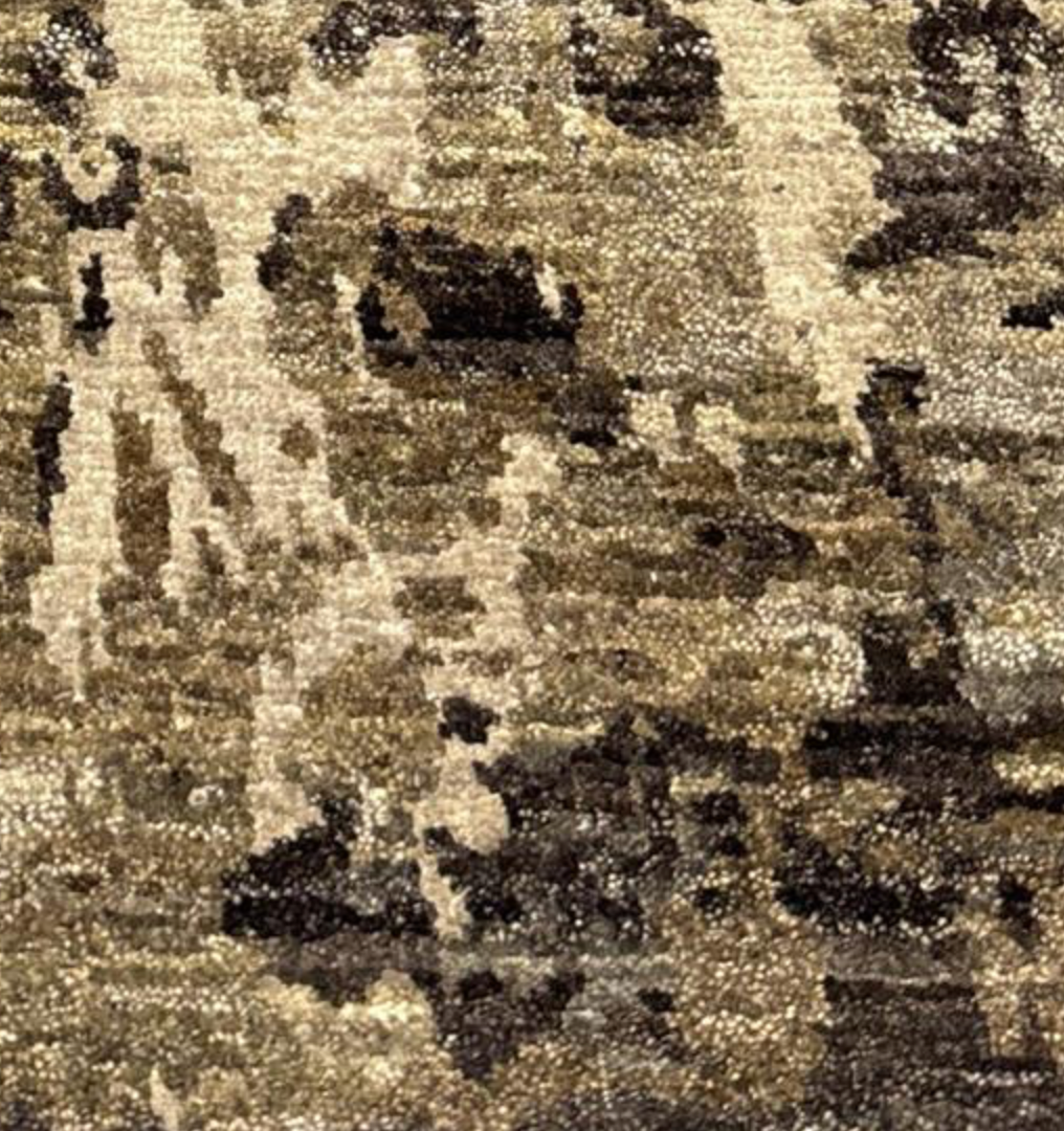 Emerald Collection Wool & Silk - 8' 00" x 10' 02" Area Rug - Brown Beige - Hand Knotted Wool & Silk Contemporary Modern Rug