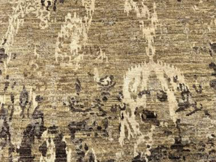 Emerald Collection Wool & Silk - 8' 00" x 10' 02" Area Rug - Brown Beige - Hand Knotted Wool & Silk Contemporary Modern Rug