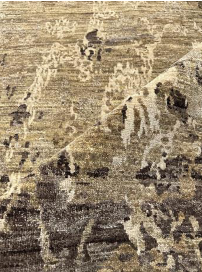 Emerald Collection Wool & Silk - 8' 00" x 10' 02" Area Rug - Brown Beige - Hand Knotted Wool & Silk Contemporary Modern Rug