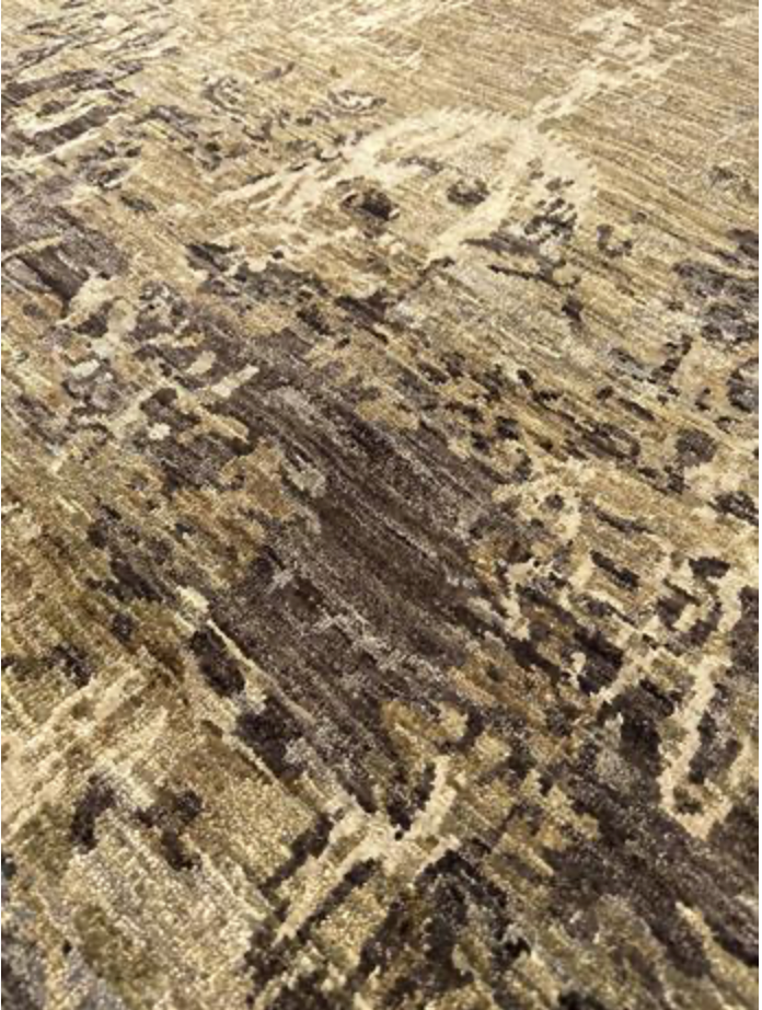 Emerald Collection Wool & Silk - 8' 00" x 10' 02" Area Rug - Brown Beige - Hand Knotted Wool & Silk Contemporary Modern Rug