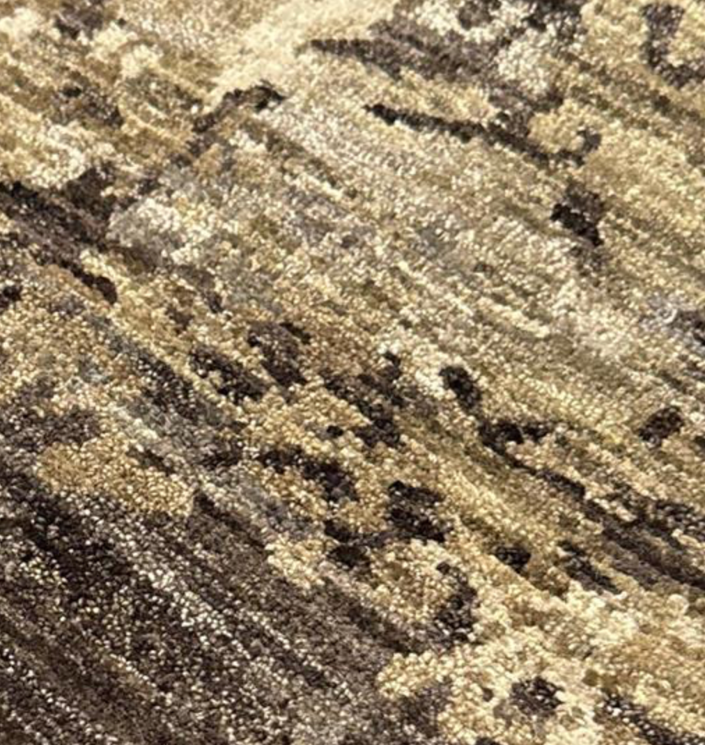 Emerald Collection Wool & Silk - 8' 00" x 10' 02" Area Rug - Brown Beige - Hand Knotted Wool & Silk Contemporary Modern Rug