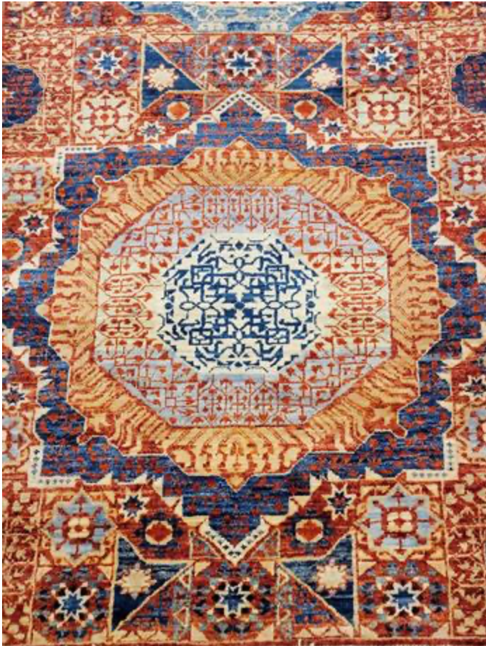 Farahan Collection Mamluk Design - 2' 08" x 9' 07" Runner - Rust Blue Beige - Hand Knotted Wool Tribal Rustic Traditional Classic Runner