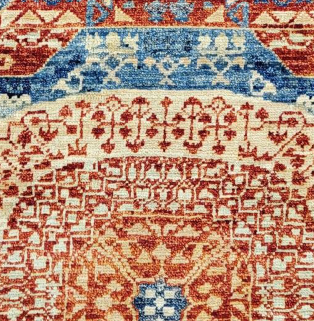 Farahan Collection Mamluk Design - 2' 08" x 9' 07" Runner - Rust Blue Beige - Hand Knotted Wool Tribal Rustic Traditional Classic Runner