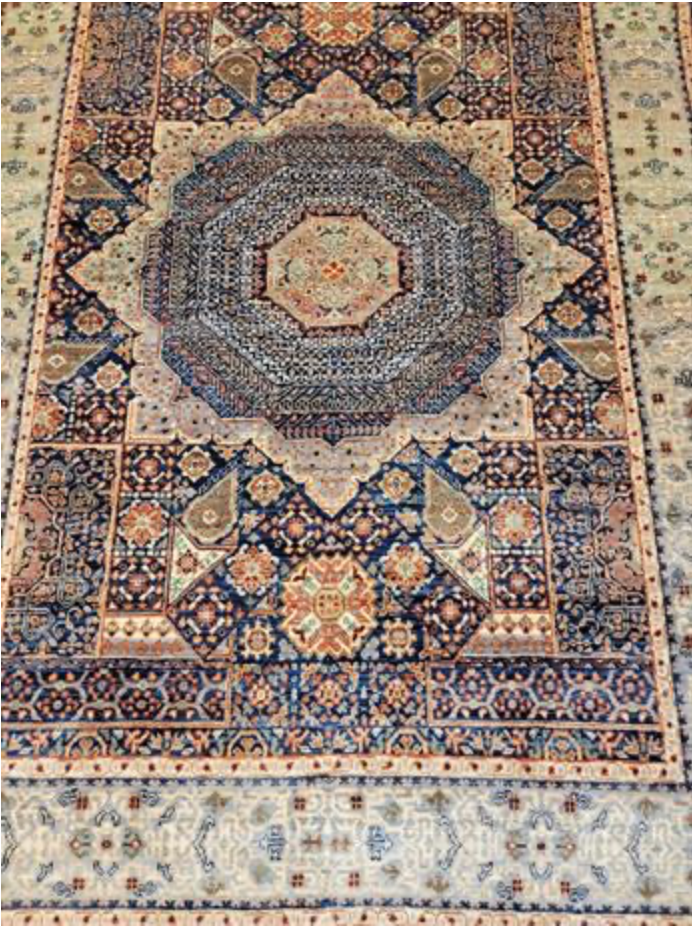Farahan Collection Mamluk Design - 4' 08" x 6' 04" Rug - Blue Grey Multicolor - Hand Knotted Wool Tribal Rustic Traditional Classic Rug