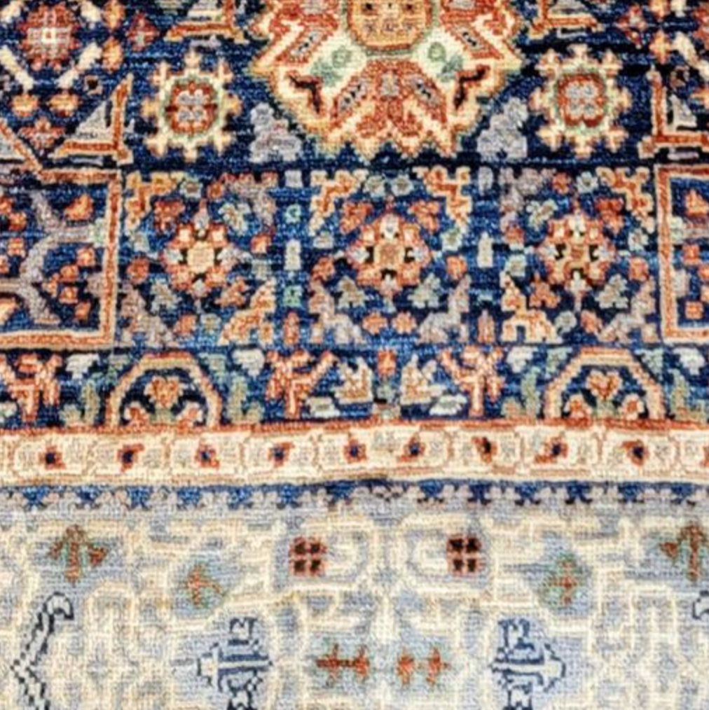 Farahan Collection Mamluk Design - 4' 08" x 6' 04" Rug - Blue Grey Multicolor - Hand Knotted Wool Tribal Rustic Traditional Classic Rug