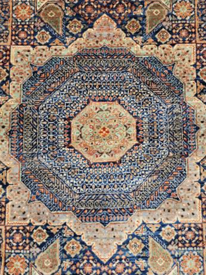 Farahan Collection Mamluk Design - 4' 08" x 6' 04" Rug - Blue Grey Multicolor - Hand Knotted Wool Tribal Rustic Traditional Classic Rug