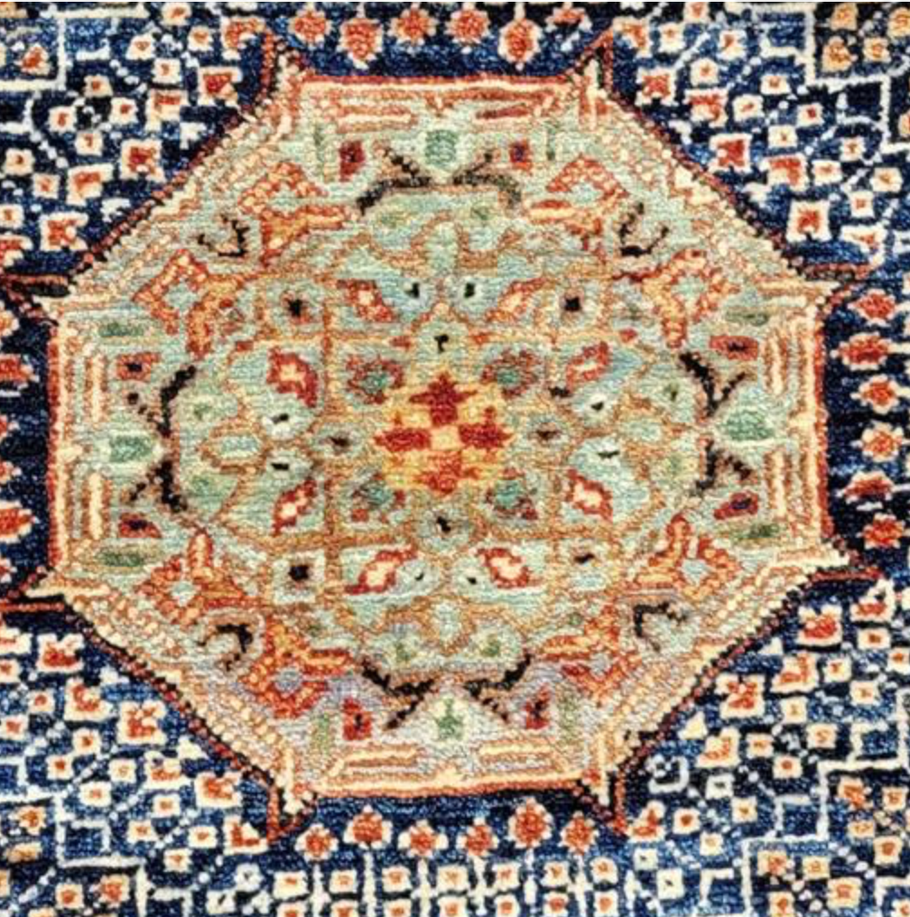Farahan Collection Mamluk Design - 4' 08" x 6' 04" Rug - Blue Grey Multicolor - Hand Knotted Wool Tribal Rustic Traditional Classic Rug