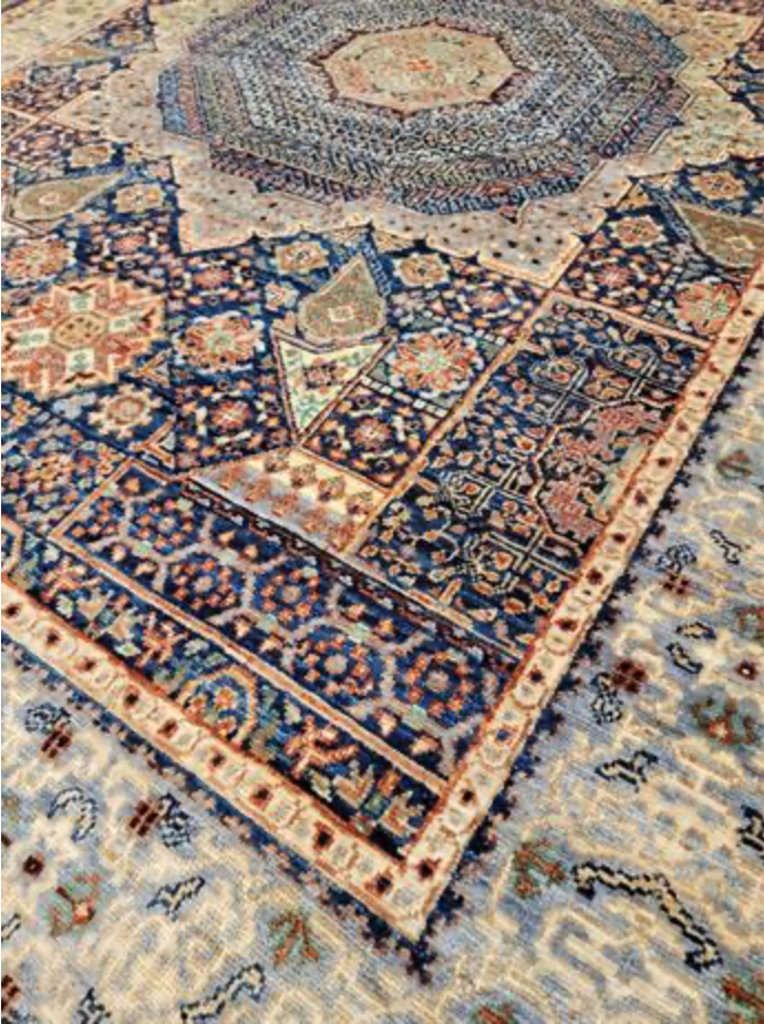 Farahan Collection Mamluk Design - 4' 08" x 6' 04" Rug - Blue Grey Multicolor - Hand Knotted Wool Tribal Rustic Traditional Classic Rug