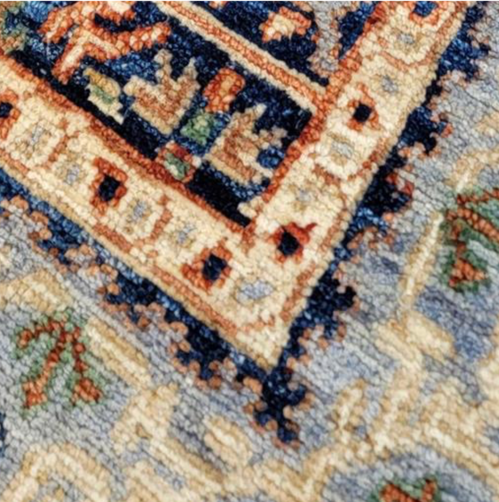 Farahan Collection Mamluk Design - 4' 08" x 6' 04" Rug - Blue Grey Multicolor - Hand Knotted Wool Tribal Rustic Traditional Classic Rug
