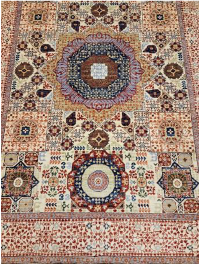 Farahan Collection Mamluk Design - 5' 01" x 6' 09" Rug - Beige Multicolor - Hand Knotted Wool Tribal Rustic Traditional Classic Rug