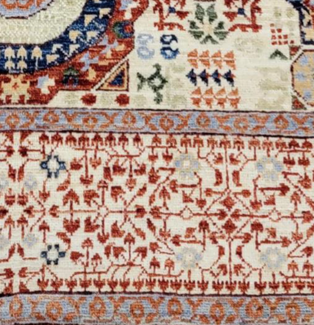 Farahan Collection Mamluk Design - 5' 01" x 6' 09" Rug - Beige Multicolor - Hand Knotted Wool Tribal Rustic Traditional Classic Rug