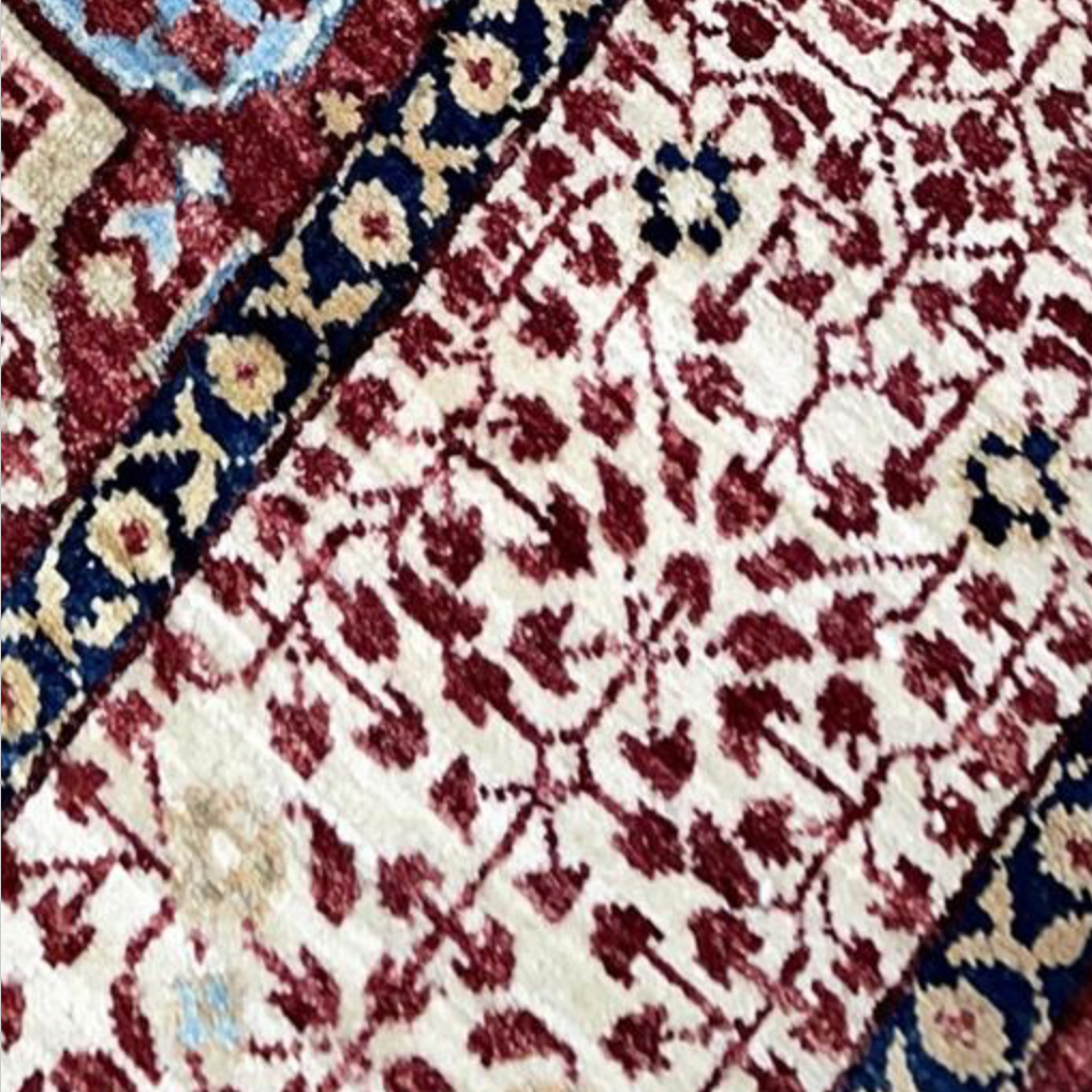 Farahan Collection Mamluk Design - 5' 00" x 6' 05" Rug - Red Beige Multicolor - Hand Knotted Wool Tribal Rustic Traditional Classic Rug