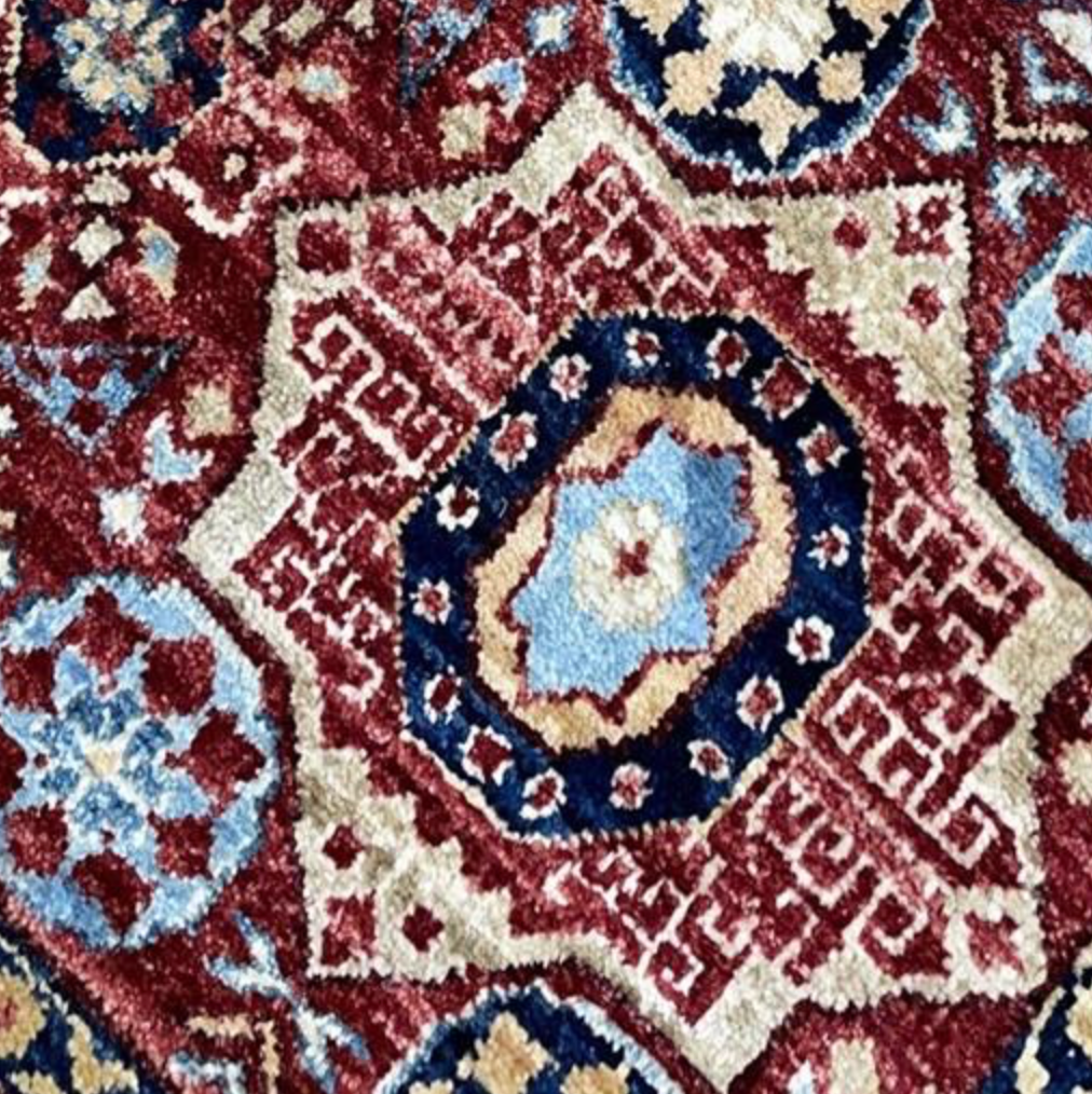 Farahan Collection Mamluk Design - 5' 00" x 6' 05" Rug - Red Beige Multicolor - Hand Knotted Wool Tribal Rustic Traditional Classic Rug
