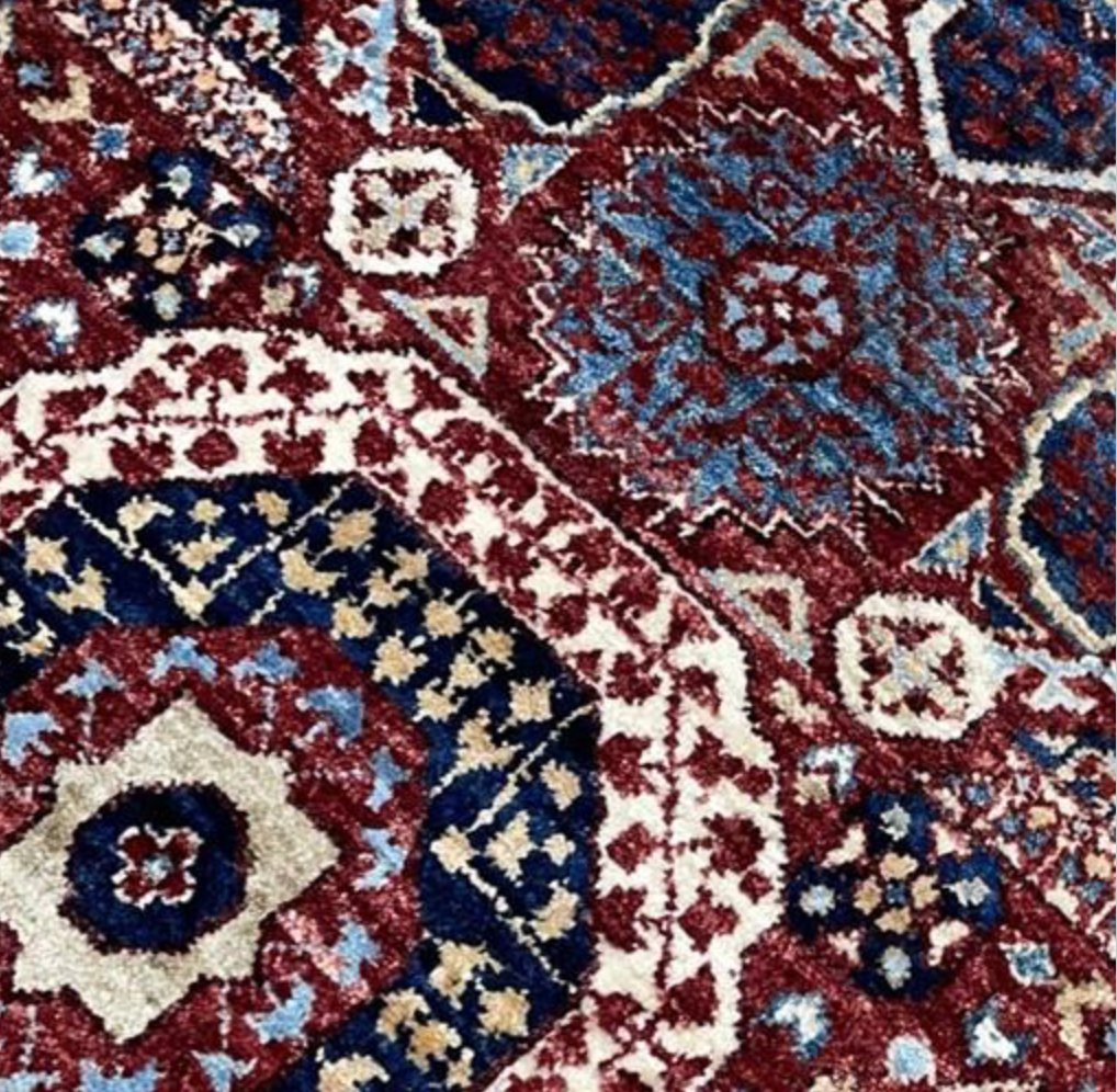 Farahan Collection Mamluk Design - 5' 00" x 6' 05" Rug - Red Beige Multicolor - Hand Knotted Wool Tribal Rustic Traditional Classic Rug