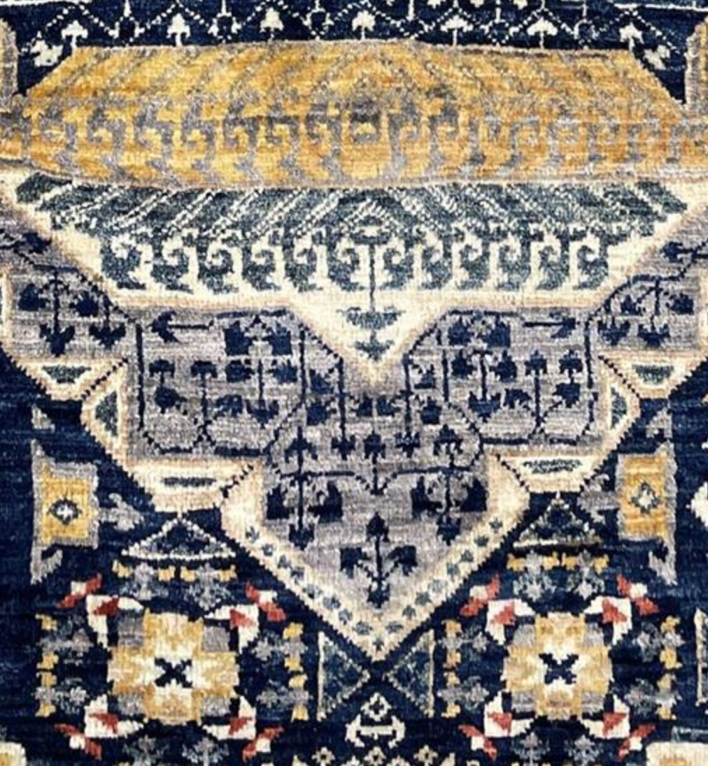 Farahan Collection Mamluk Design - 9' 03" x 11' 05" Area Rug - Navy Beige Multicolor - Hand Knotted Wool Tribal Rustic Traditional Classic Rug