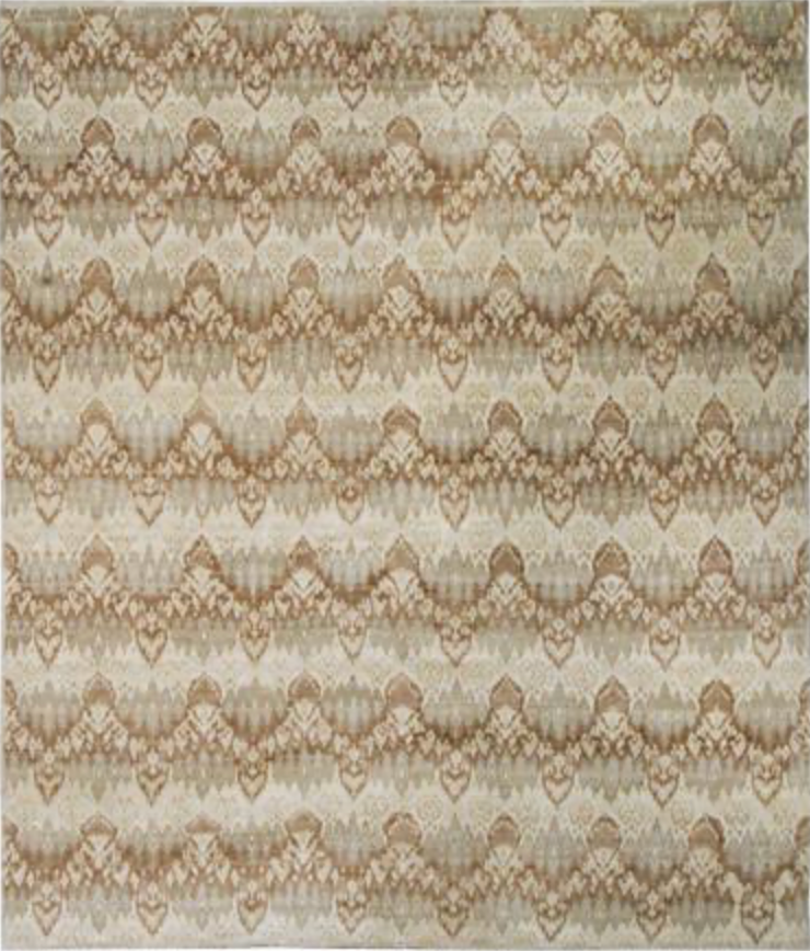 Farahan Collection Ikat Design - 8' 00" x 9' 05" Area Rug - Beige Brown Grey - Hand Knotted Wool Rustic Modern Contemporary Rug