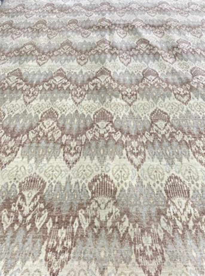 Farahan Collection Ikat Design - 8' 00" x 9' 05" Area Rug - Beige Brown Grey - Hand Knotted Wool Rustic Modern Contemporary Rug