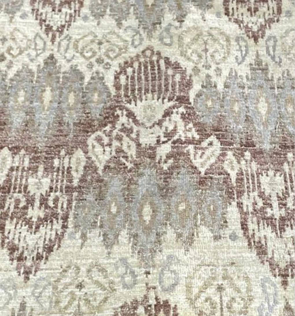 Farahan Collection Ikat Design - 8' 00" x 9' 05" Area Rug - Beige Brown Grey - Hand Knotted Wool Rustic Modern Contemporary Rug