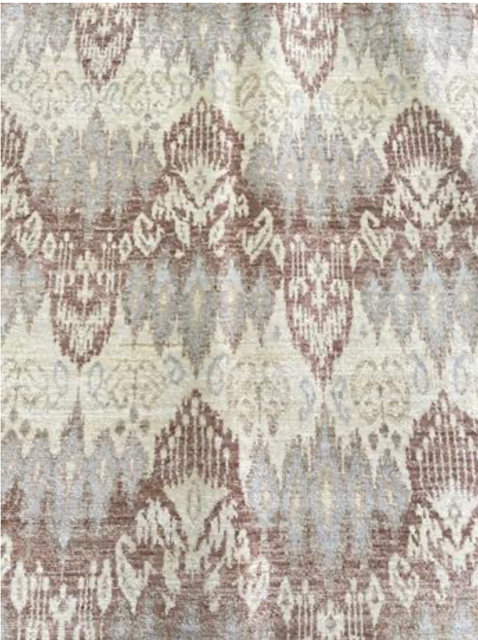 Farahan Collection Ikat Design - 8' 00" x 9' 05" Area Rug - Beige Brown Grey - Hand Knotted Wool Rustic Modern Contemporary Rug