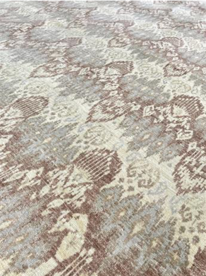Farahan Collection Ikat Design - 8' 00" x 9' 05" Area Rug - Beige Brown Grey - Hand Knotted Wool Rustic Modern Contemporary Rug