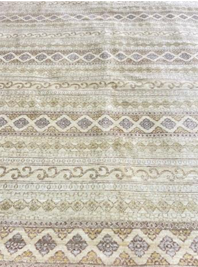 Farahan Collection - 8' x 10' Area Rug - Beige Blue Grey - Hand Knotted Wool Rustic Tribal Modern Contemporary Rug