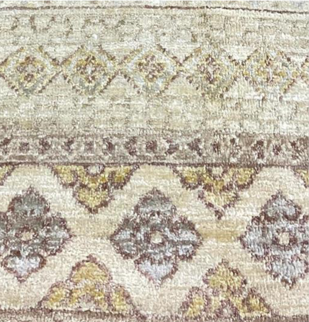 Farahan Collection - 8' x 10' Area Rug - Beige Blue Grey - Hand Knotted Wool Rustic Tribal Modern Contemporary Rug