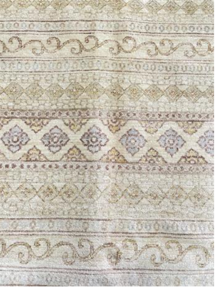 Farahan Collection - 8' x 10' Area Rug - Beige Blue Grey - Hand Knotted Wool Rustic Tribal Modern Contemporary Rug