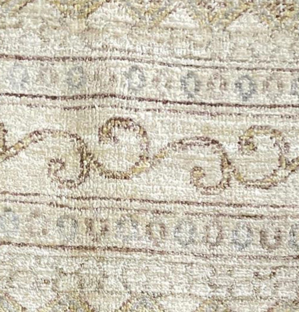 Farahan Collection - 8' x 10' Area Rug - Beige Blue Grey - Hand Knotted Wool Rustic Tribal Modern Contemporary Rug
