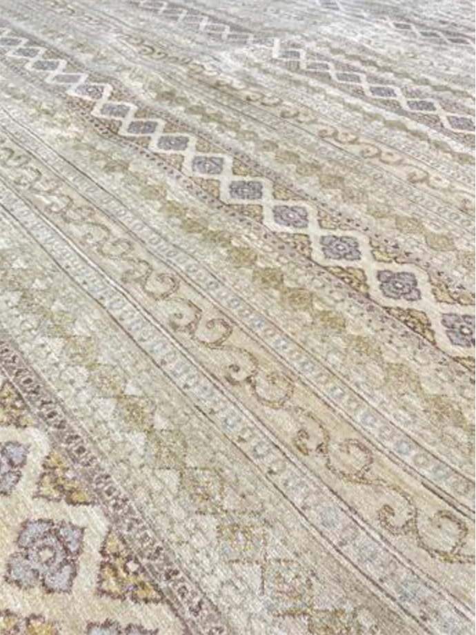 Farahan Collection - 8' x 10' Area Rug - Beige Blue Grey - Hand Knotted Wool Rustic Tribal Modern Contemporary Rug