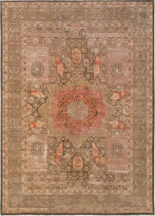 Farahan Collection Wool & Silk - 9' 09" x 13' 04" Area Rug - Brown Red Beige - Hand Knotted Wool Traditional Classic Rustic Tribal Rug