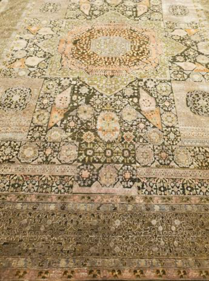 Farahan Collection Wool & Silk - 9' 09" x 13' 04" Area Rug - Brown Red Beige - Hand Knotted Wool Traditional Classic Rustic Tribal Rug
