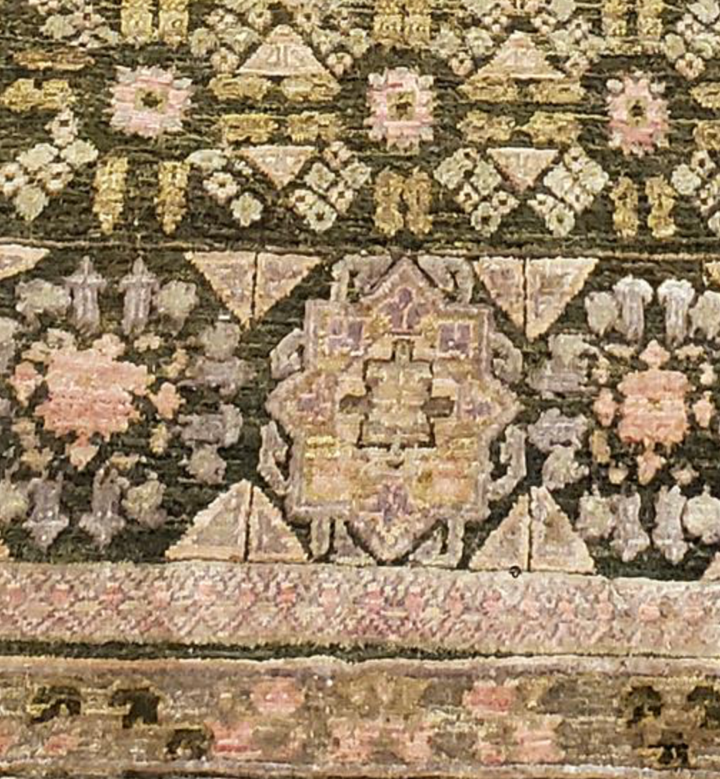 Farahan Collection Wool & Silk - 9' 09" x 13' 04" Area Rug - Brown Red Beige - Hand Knotted Wool Traditional Classic Rustic Tribal Rug