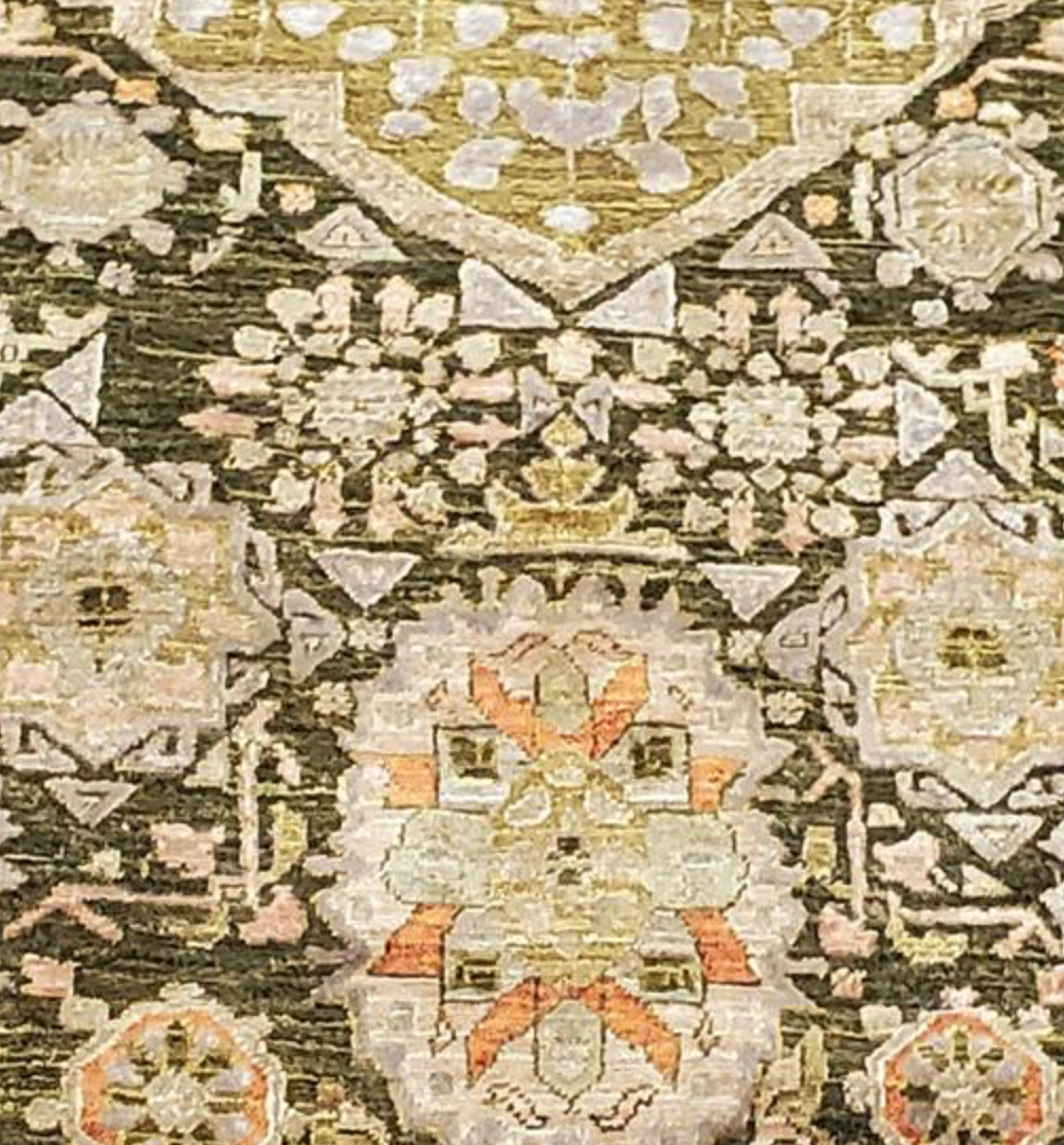 Farahan Collection Wool & Silk - 9' 09" x 13' 04" Area Rug - Brown Red Beige - Hand Knotted Wool Traditional Classic Rustic Tribal Rug