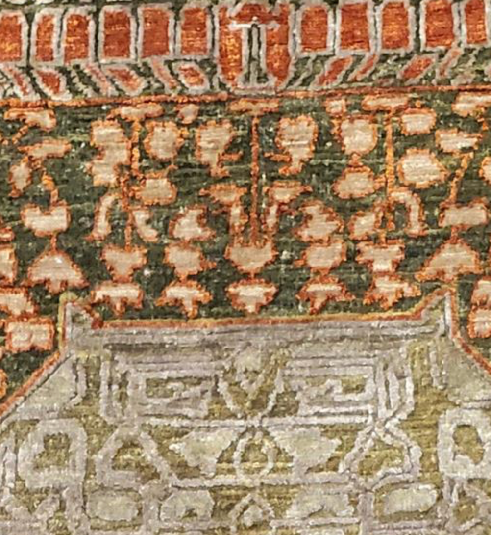 Farahan Collection Wool & Silk - 9' 09" x 13' 04" Area Rug - Brown Red Beige - Hand Knotted Wool Traditional Classic Rustic Tribal Rug