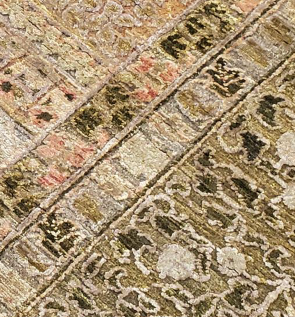 Farahan Collection Wool & Silk - 9' 09" x 13' 04" Area Rug - Brown Red Beige - Hand Knotted Wool Traditional Classic Rustic Tribal Rug