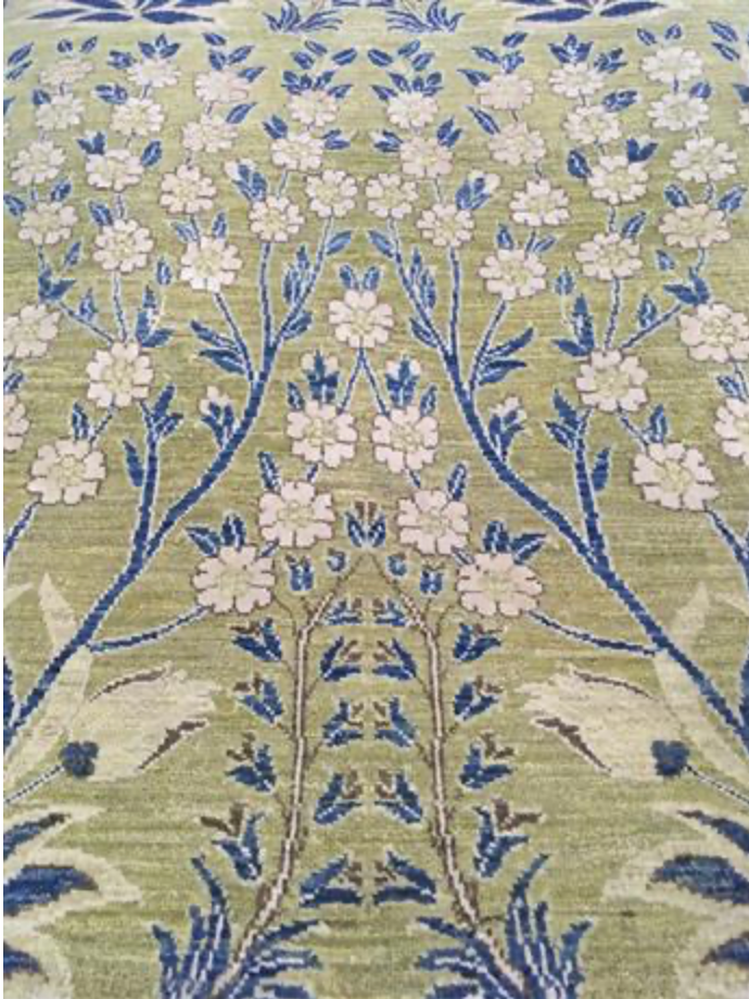 Farahan Collection - 2' 06" x 9' 02" Runner - Green & Blue - Hand Knotted Wool Modern Contemporary Floral Runner