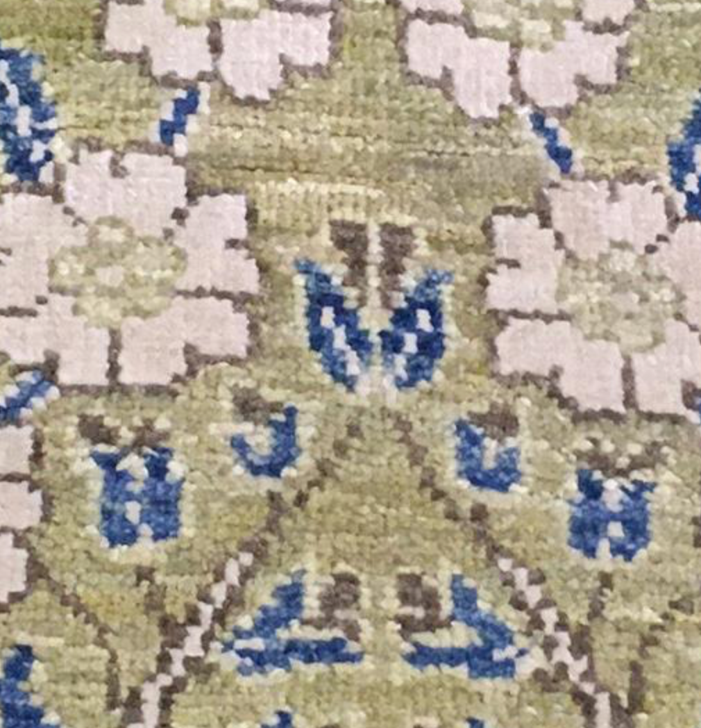 Farahan Collection - 2' 06" x 9' 02" Runner - Green & Blue - Hand Knotted Wool Modern Contemporary Floral Runner