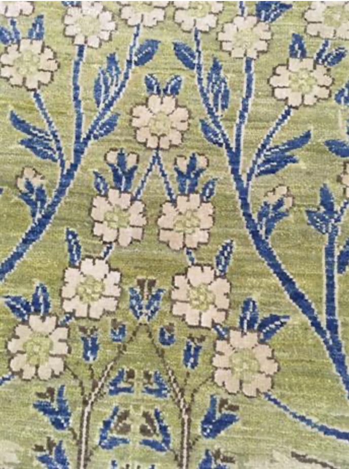 Farahan Collection - 2' 06" x 9' 02" Runner - Green & Blue - Hand Knotted Wool Modern Contemporary Floral Runner