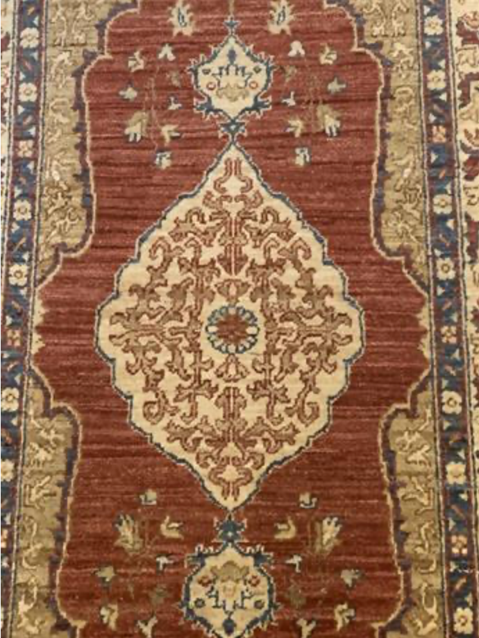 Farahan Collection - 2' 04" x 9' 09" Runner - Red Rust Beige Yellow Camel - Hand Knotted Wool Traditional Classic Runner