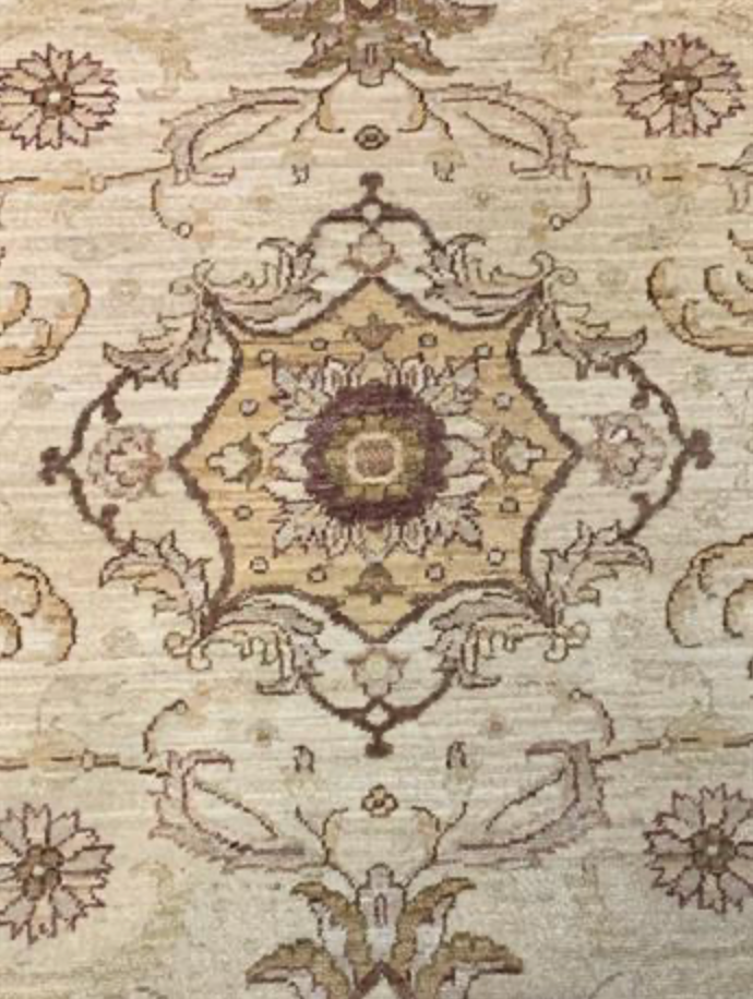 Farahan Collection - 2' 10" x 11' 07" Runner - Ivory Brown Red - Hand Knotted Wool Traditional Classic Runner