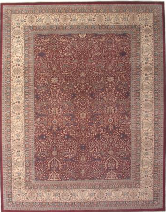 Haji Jalili Classic Rug - 9' 01" x 11' 05" Rug - Red Ivory - Hand Knotted Wool Traditional Haji Jalili Rug